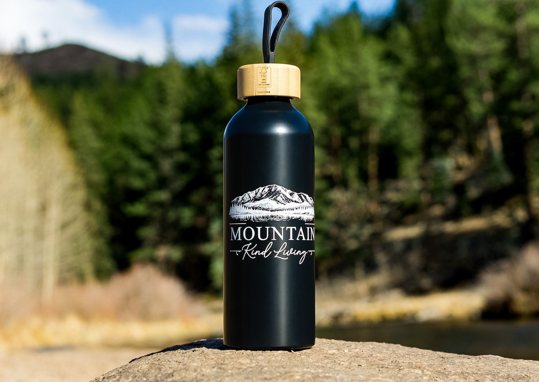 Recycled Aluminum Bottle With Bamboo Lid- 25 oz